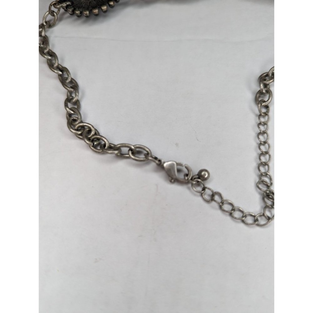 Statement costume jewelry silver tone western style sun burts black beads 21 inc - Picture 9 of 11